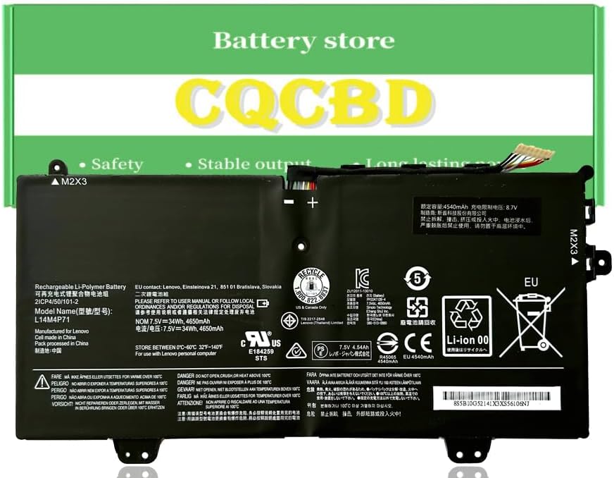 L14L4P71 L14M4P71 Batería para Lenovo IdeaPad Yoga 700-11ISK Series Notebook 5B10J46130 L14L4P72 L14M4P73 5B10K10215 (7.6V 40Wh5265mAh)