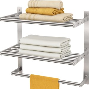 Toallero para baño montado en la pared, toallero de 3 niveles estilo hotel con toalleros, toalleros de níquel cepillado para baño lavabo, 16 pulgadas Toallero para baño montado en la pared, toallero de 3 niveles estilo hotel con toalleros, toalleros de níquel cepillado para baño lavabo, 16 pulgadas