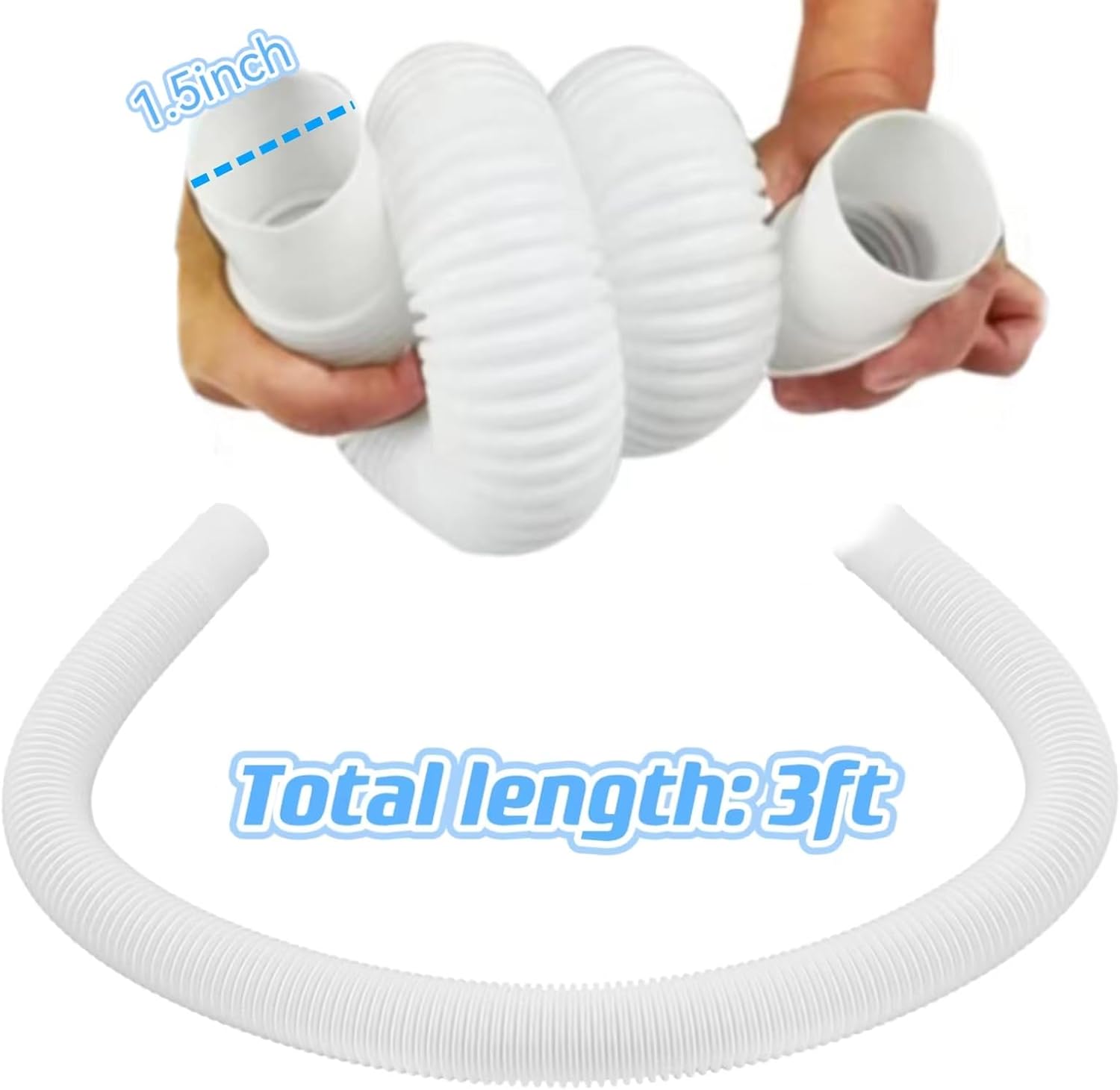 Mangueras de piscina para piscinas sobre el suelo, reemplazo de manguera de bomba de piscina de 1.5 pulgadas x 3 pies, compatible con las partes