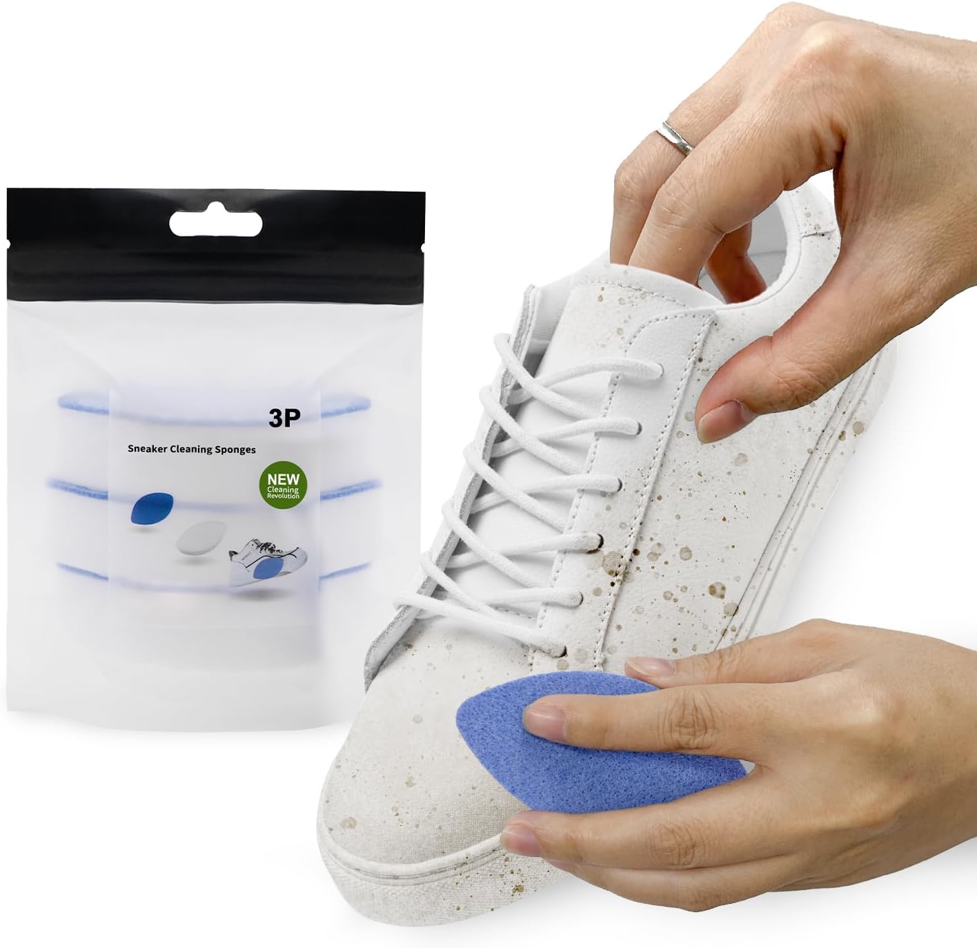 Limpiador instantáneo de suela y zapatillas, esponja elipse de doble cara premium perfecta para la limpieza de zapatos