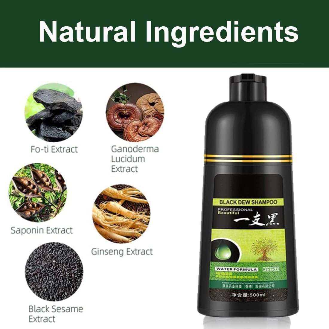 Champú de hierbas Yaguan, champú negro Yaguan, tinte para el cabello, champú para cabello negro Yaguan de Corea, champú efectivo para cabello blanco