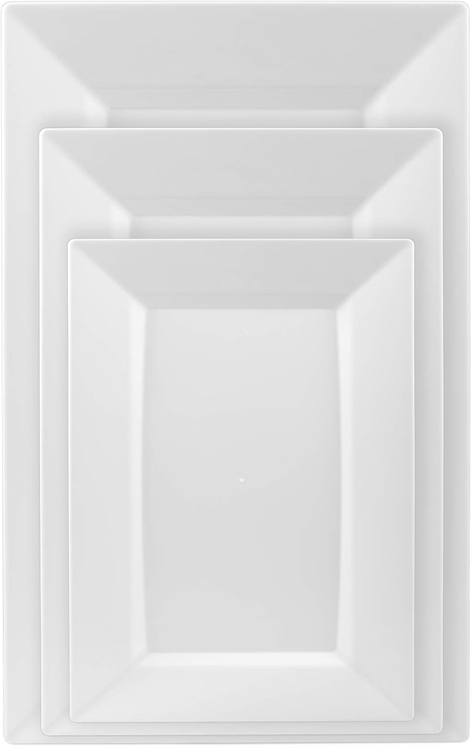 Exquisite Platos de plástico rectangulares transparentes de 9.5 pulgadas, 40 unidades