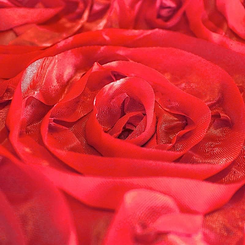BalsaCircle Mantel redondo con rosetas elevadas de satén rojo de 120 pulgadas, para bodas, fiestas, comedor
