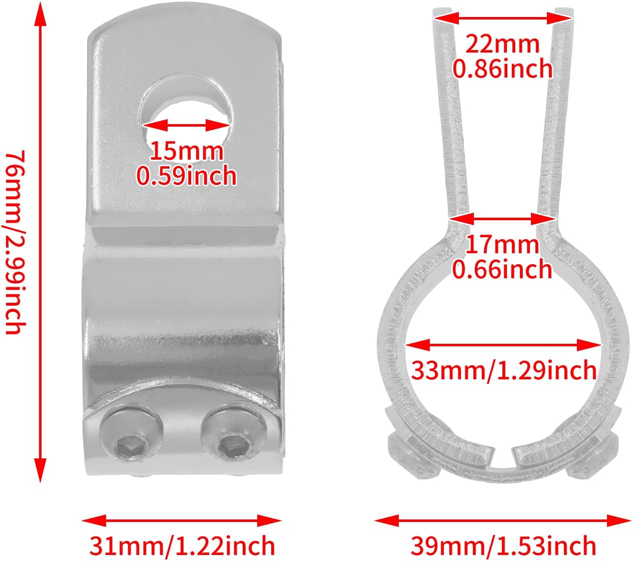 YHMTIVTU Abrazaderas de clavija de pie de motocicleta para reposapiés de carretera 1.260 in1.25 pulgadas, barras de choque soportes de montaje para