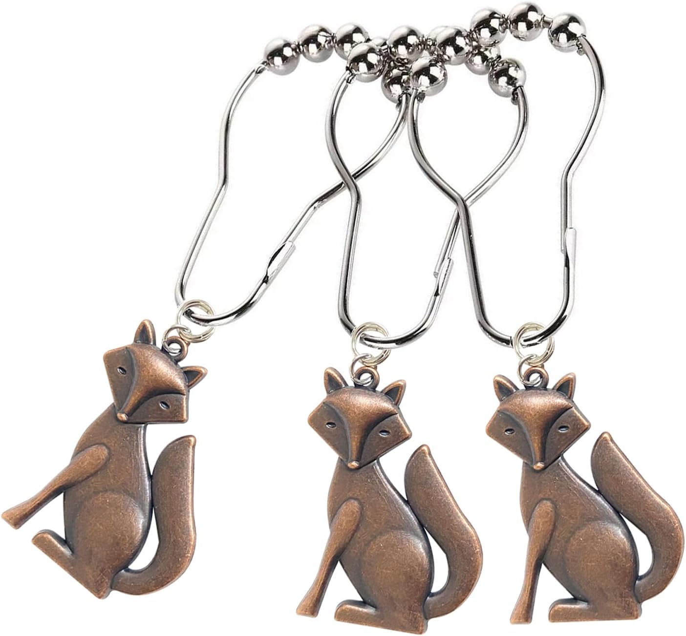 Juego de 12 ganchos para cortina de ducha, colgante de zorro, decoración temática de animales, accesorio de decoración de baño de casa, anillo de