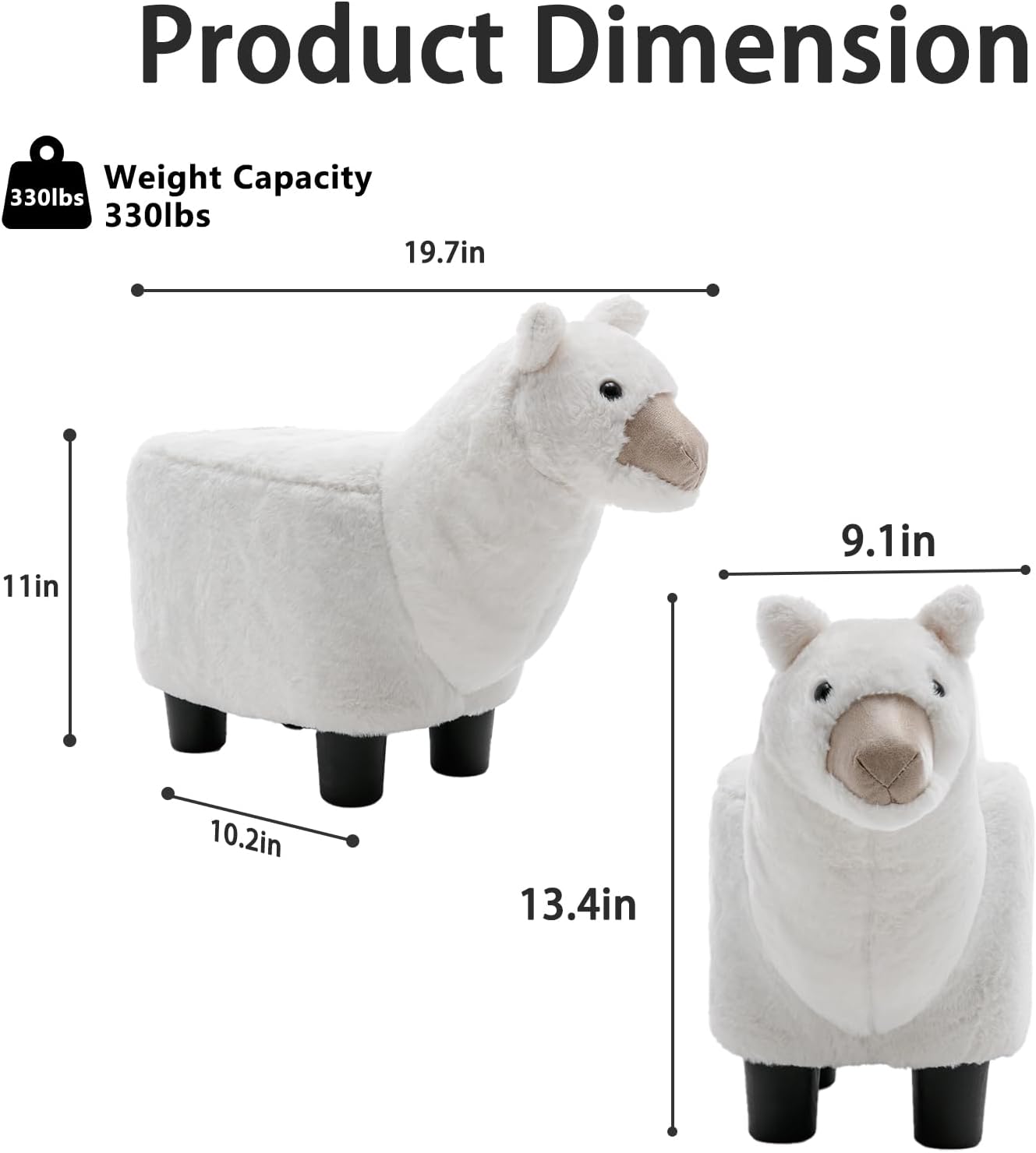 Reposapiés otomano de animales de felpa, decoración adorable y funcional para sala de estar, guardería y dormitorio (edición de alpaca)
