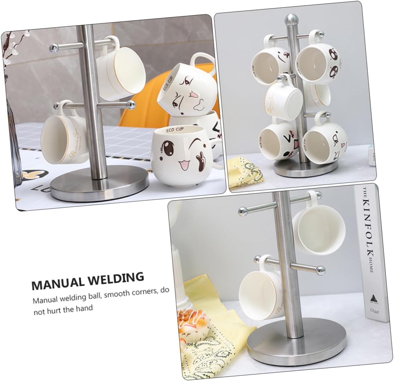 HOMSFOU Organizador de armario de metal para ropa, tazas de café de metal, soporte rústico para tazas de café, soporte para taza de café, soporte