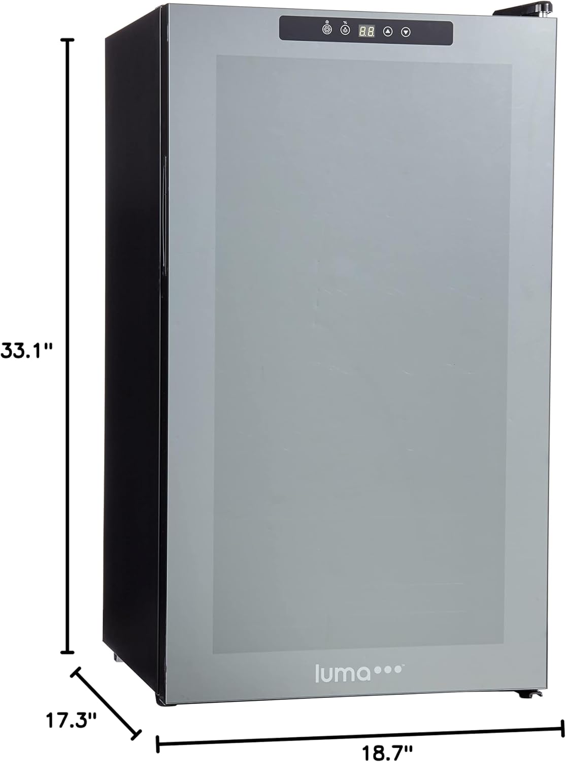 Luma Comfort Shadow Series – Refrigerador de vino de 34 botellas, refrigerador de vino con espejo independiente con puerta de vidrio templado de