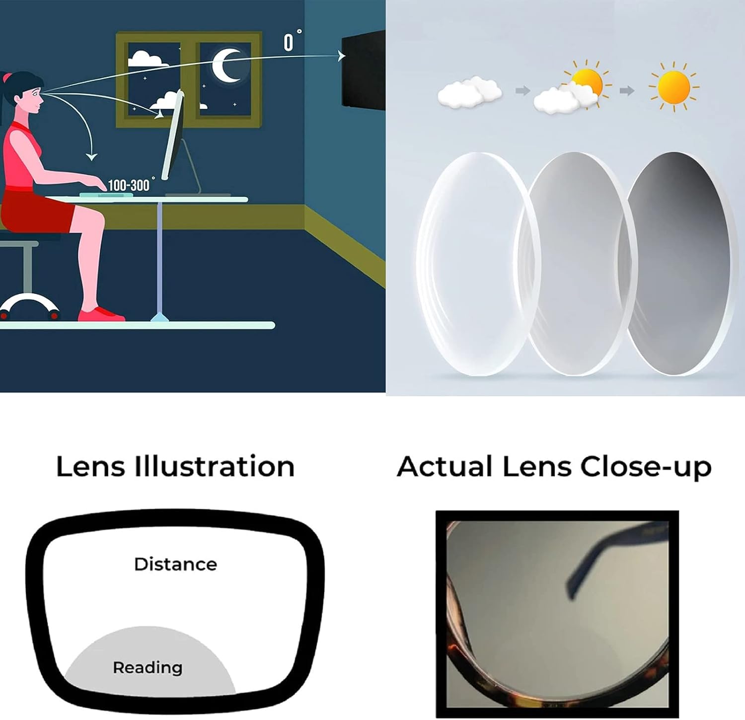 Gafas de lectura bifocales fotocrómicas de moda para mujer, diamantes de imitación de gran tamaño, ojo de gato, lentes de sol de transición
