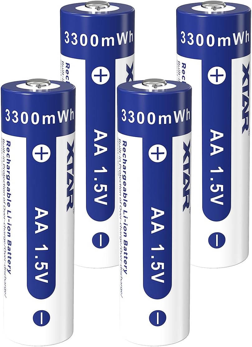 XTAR Baterías AA recargables de 1.5 V 3300 mWh para una salida de potencia estable en multímetros Fluke que utilizan baterías AA de 1.5 V (4