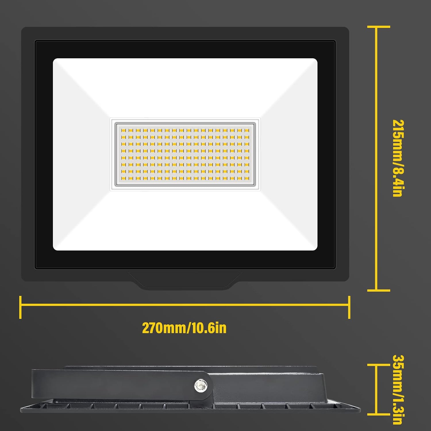 SKYWORLD Paquete de 2 luces LED de inundación para exteriores, 100 W, 10000 lúmenes, luz de inundación LED de seguridad, luz diurna de 4000 K, luz