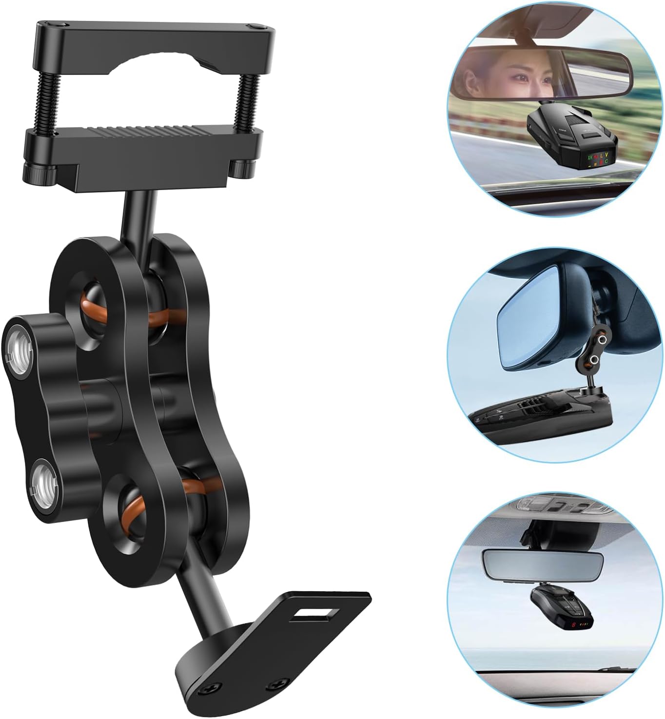 Soporte para espejo retrovisor de montaje en radar, soporte de montaje de radar de espejo retrovisor de aluminio (para detector de radar Cobra)