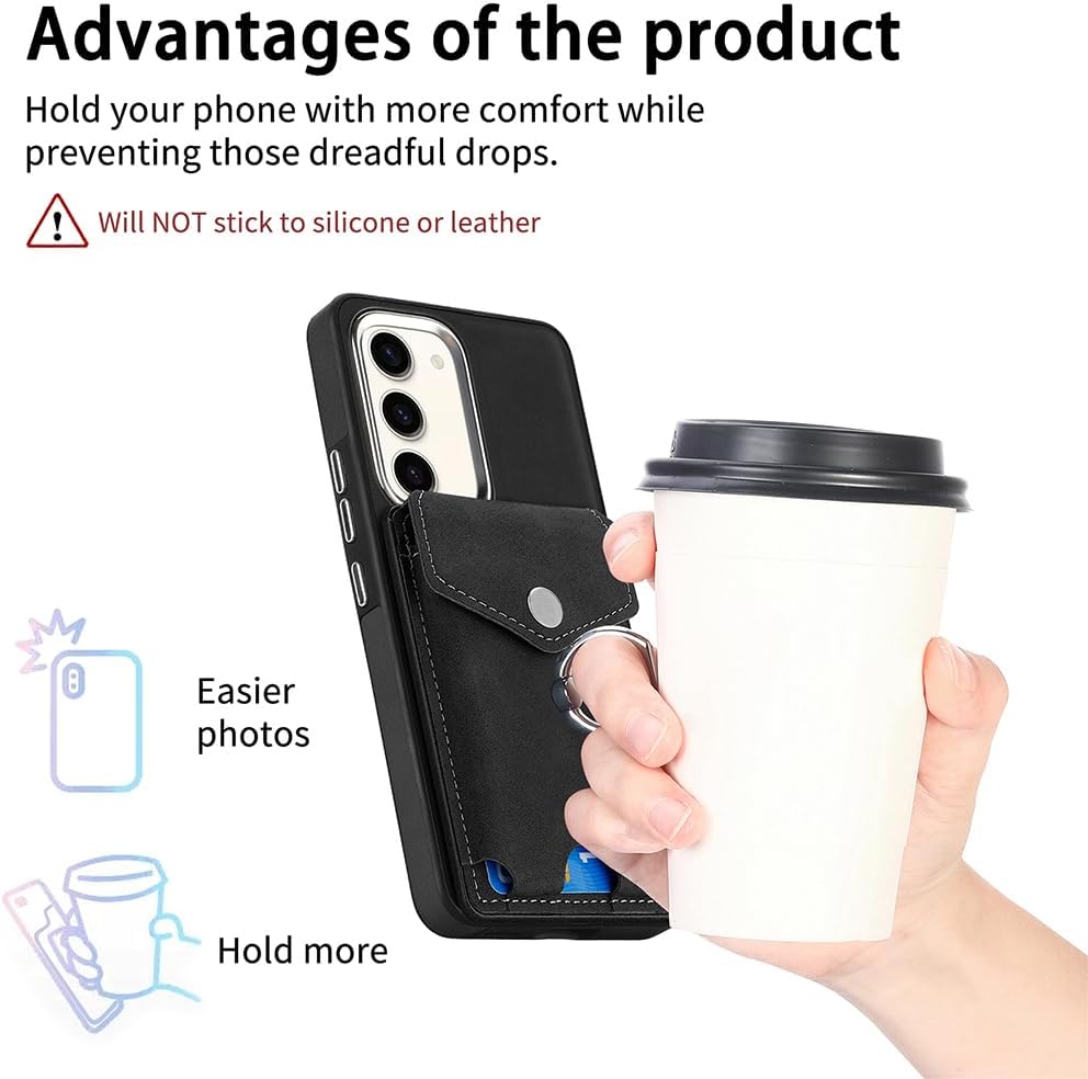 Asuwish Funda tipo cartera compatible con Samsung Galaxy S23 Plus S23+ 5G y protector de pantalla de vidrio templado, soporte para tarjetas, soporte