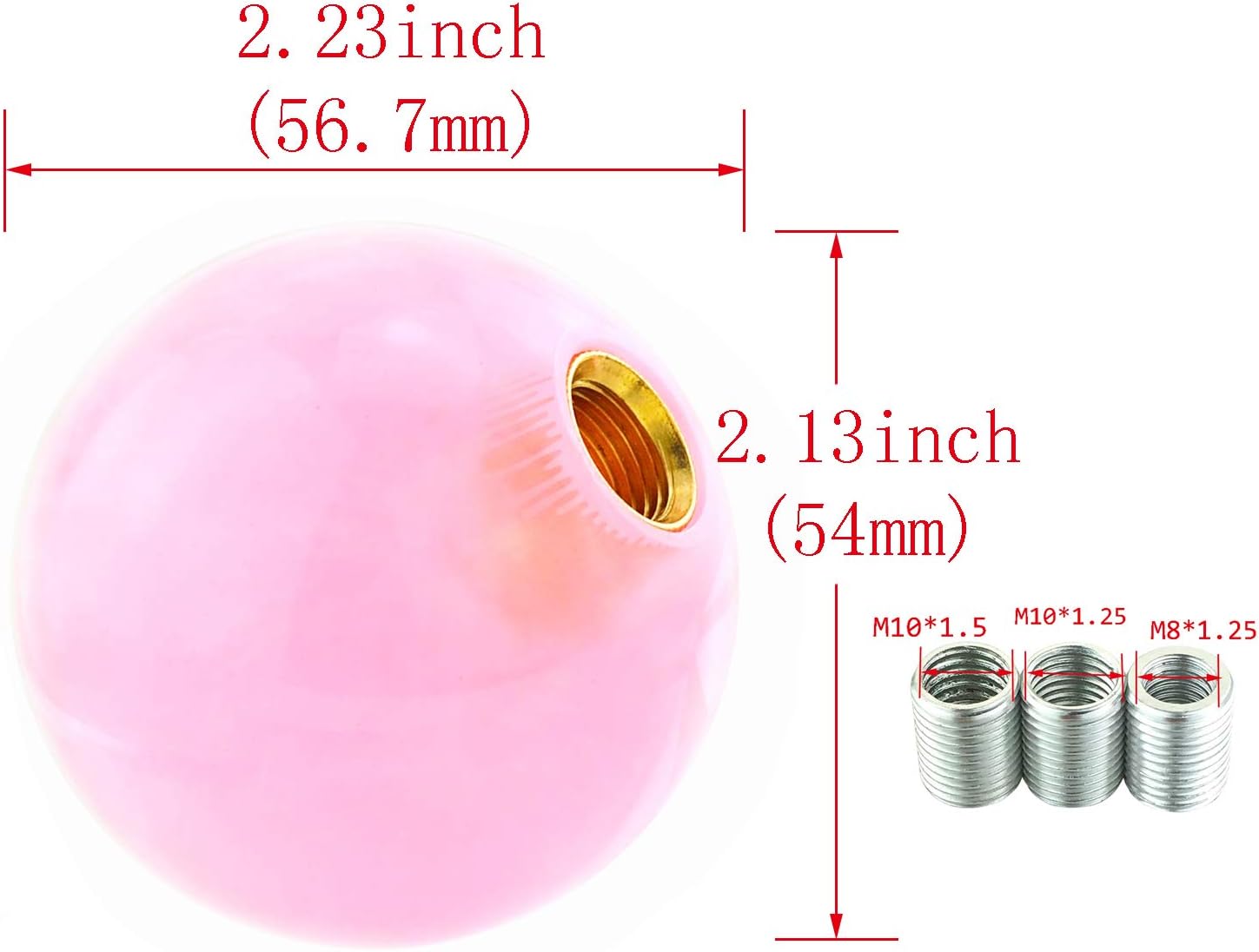 Abfer Pomo de palanca de cambios de bola redonda para palanca de cambios de coche, color rosa, reemplazo de palanca de cambios para la mayoría de