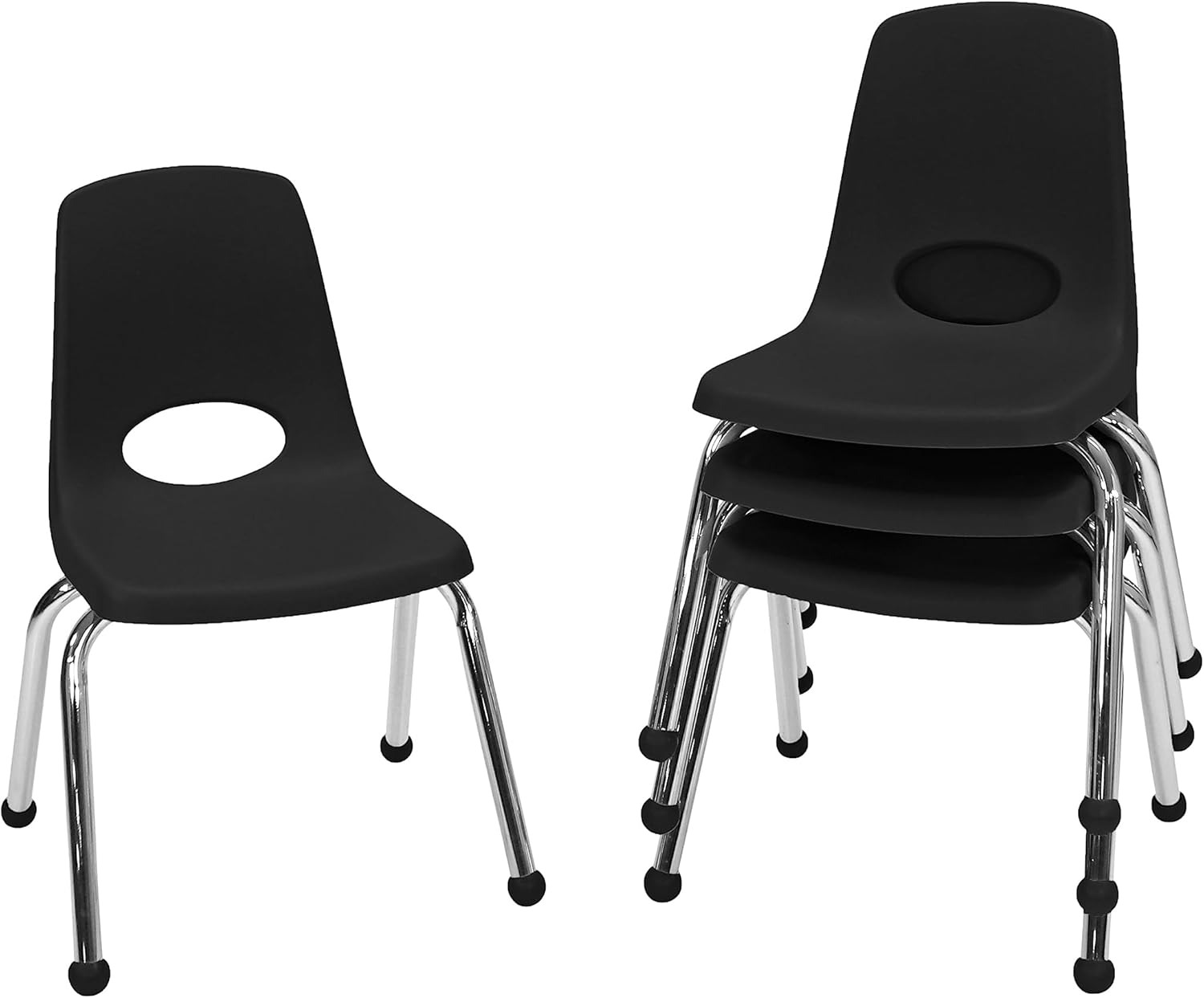 Factory Direct Partners Silla apilable, 14 pulgadas, negro