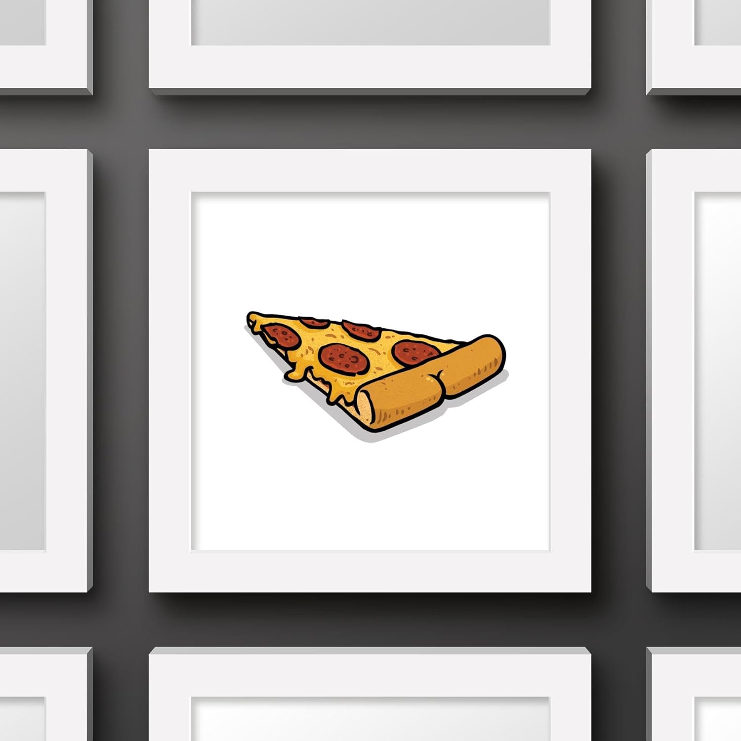 Trends International Gallery Pops Brian Cook Butts On Things – Póster de pared de pizza, 12.00 x 12.00 pulgadas, versión de marco blanco