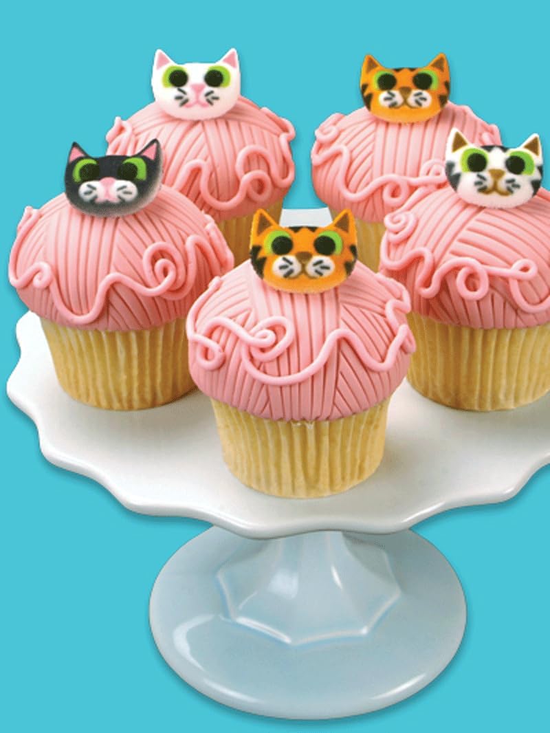 Dec-Ons – Decoración comestible de azúcar moldeada para cupcakes, 12 unidades (gato)