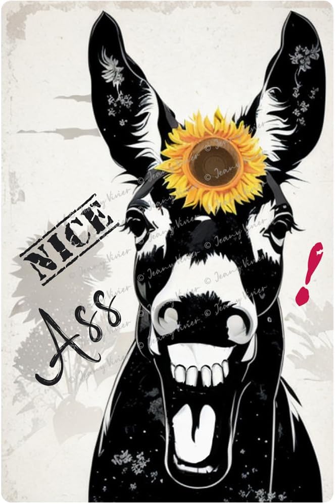 Cartel de metal divertido de burro para baño, con cita divertida, decoración de pared para baño, baño, baño, decoración de regalos, letrero de metal
