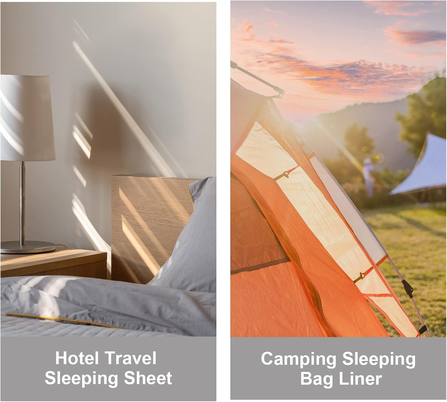 Travel Sheet Sleep Sack Adult, Self Tanning Sleep Bed Sheet Protector, Travel Sleeping Bag for Hotels, Camping Sleeping Bag Liner, Sleep Sack for
