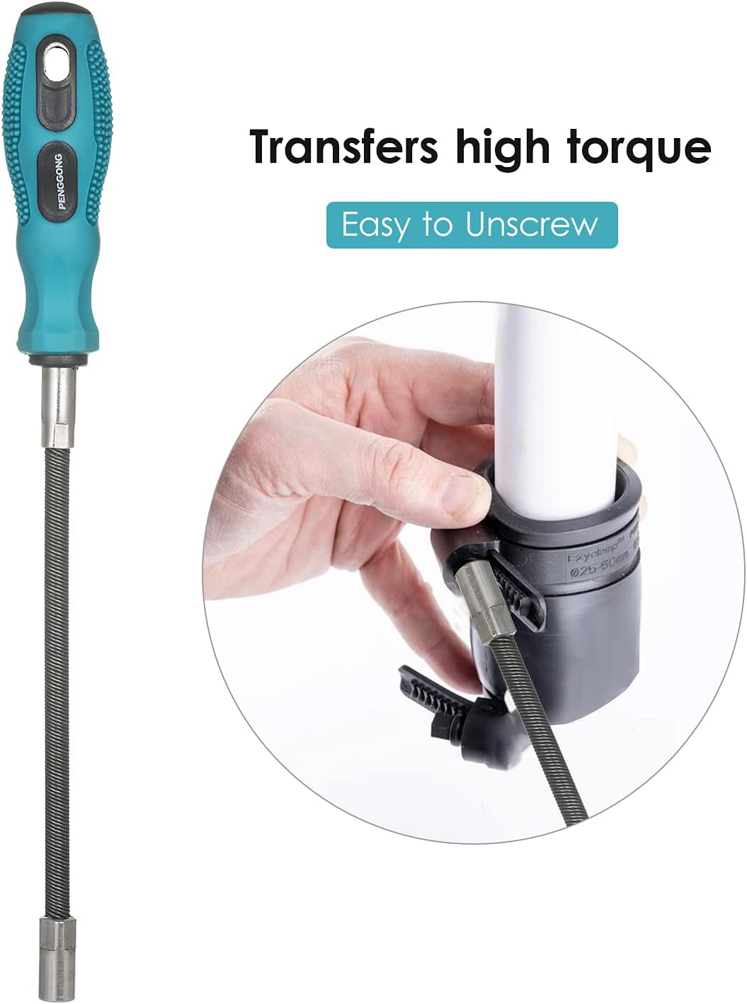 Conductor de abrazadera de manguera flexible de 0.276 in, destornillador de tuerca métrica, llave de enchufe flexible antideslizante, herramienta de
