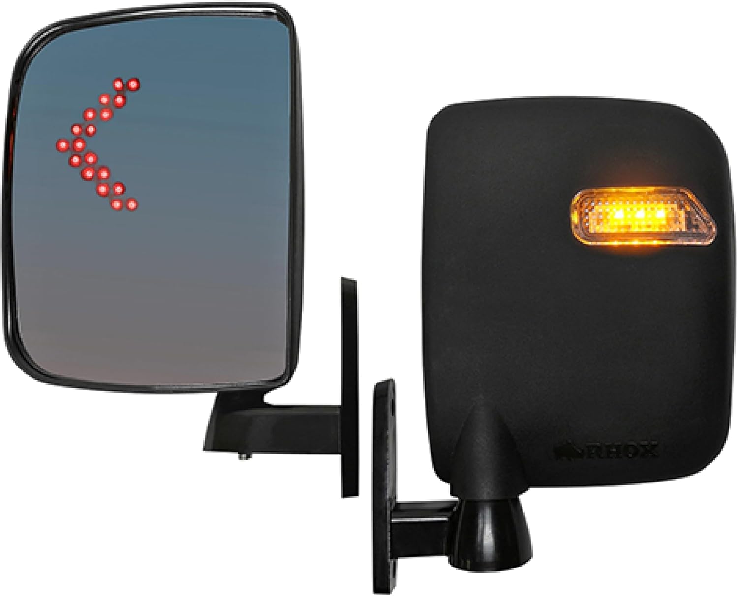 RHOX ACC-1025 – Espejo LED de lujo, juego de 2, luces intermitentes de 12-48 V, 3 cables