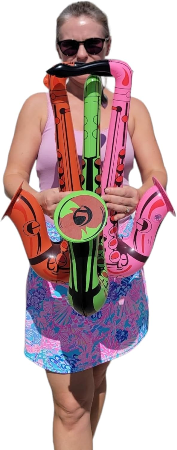 Saxofón colorido de 22 pulgadas infla (3 colores), instrumento musical inflable para juego simulado, concierto, jazz, sesión de fotos, cabina,
