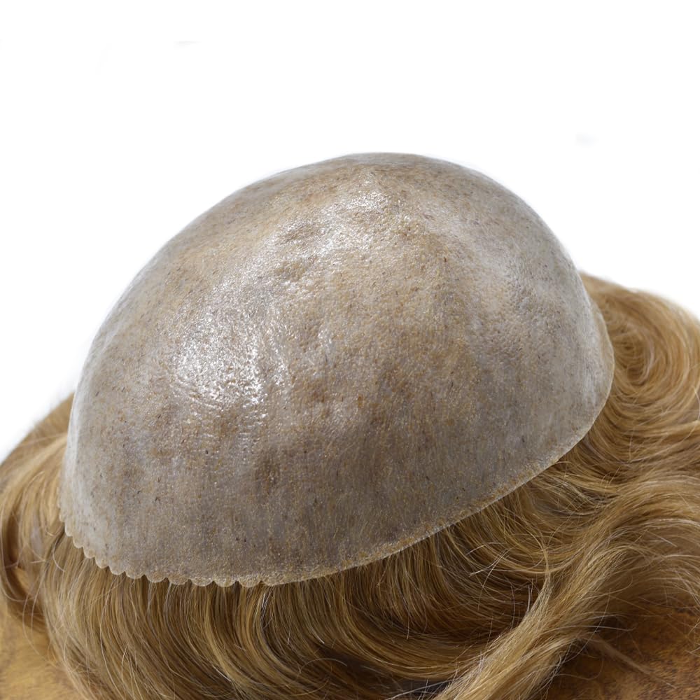 Toupee – Pieza de cabello humano real para hombre, sistema de reemplazo de piezas de pelo para hombres, postizos, sistema de pelo de piel de