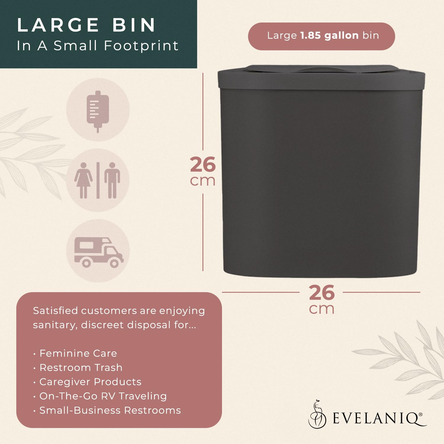 Evelaniq Receptáculo de servilleta sanitaria para mujer (papelera + 150 bolsas de higiene) Almohadilla femenina y Tampón Receptáculo de eliminación