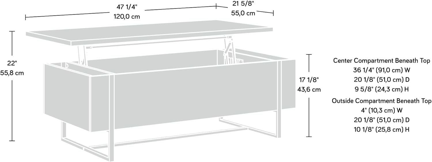 Sauder Walter Heights – Mesa de centro de madera con tapa elevable en hoja de nogal