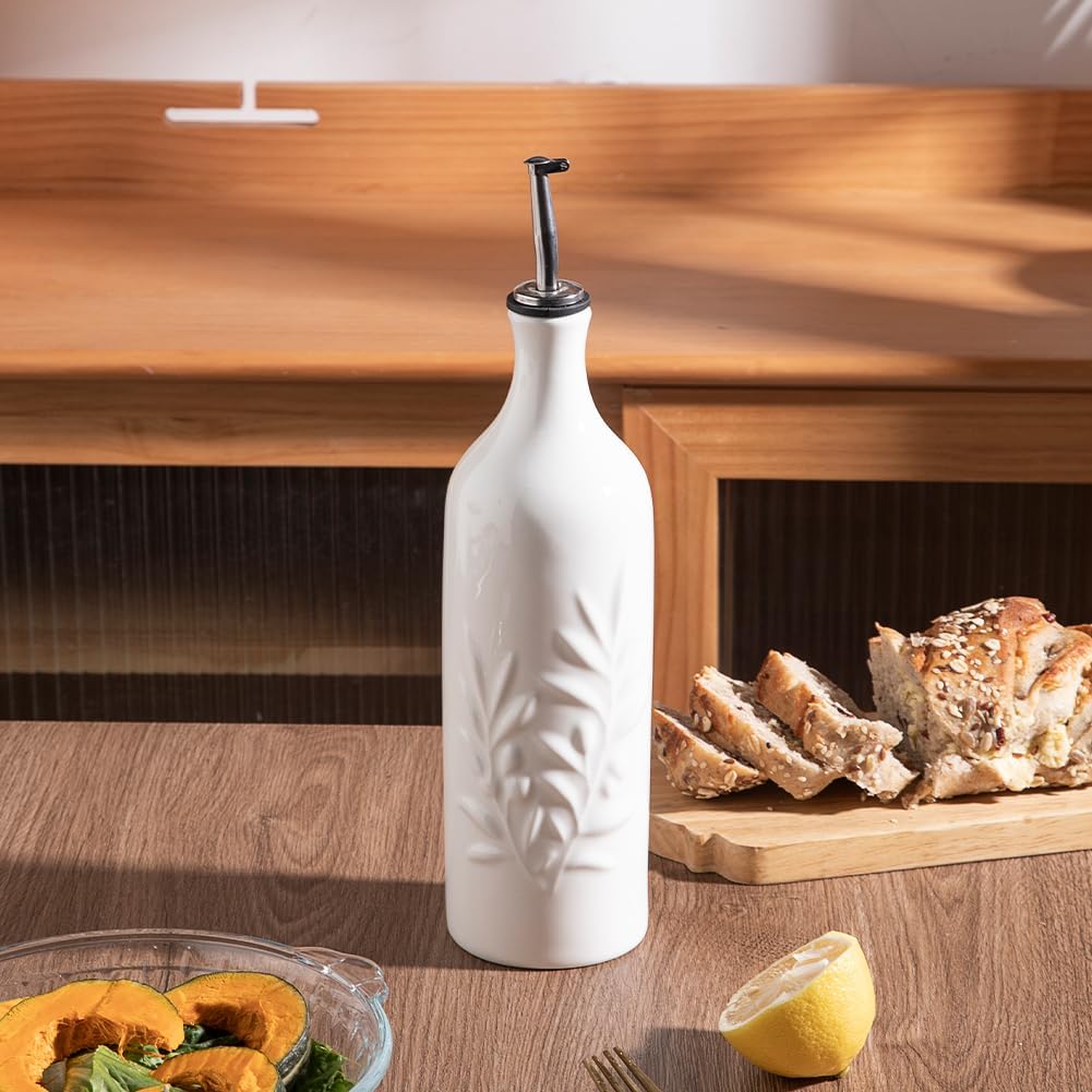 Sweejar Botella dispensadora grande de aceite de oliva de cerámica, 24 onzas, aceite opaco para aliviar la oxidación, aceite de almacenamiento,