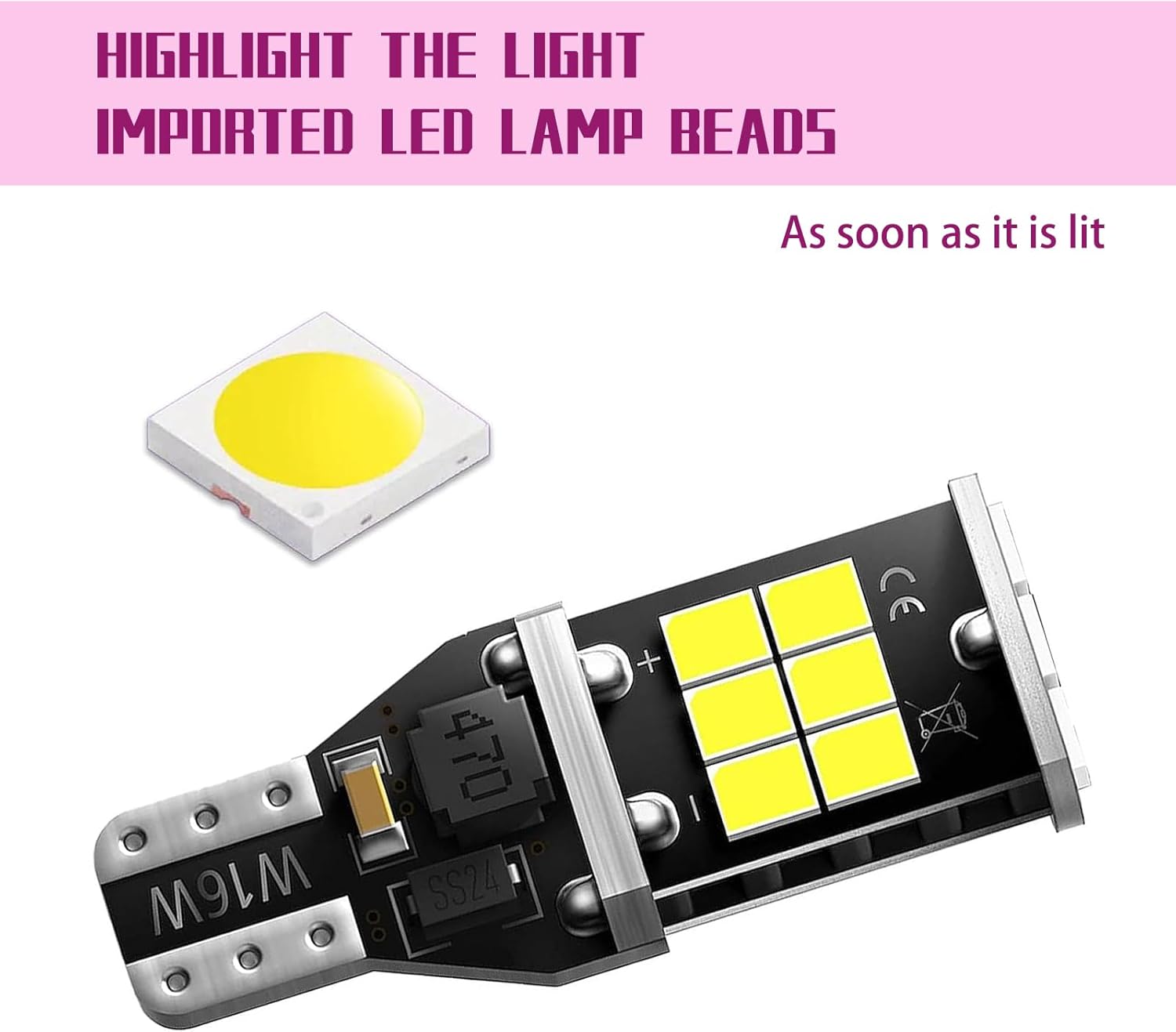 QODOLSI Paquete de 2 luces de iluminación para automóvil, luz inversa T15, bombillas de chip 3535 de decodificación de alta potencia, bombilla LED