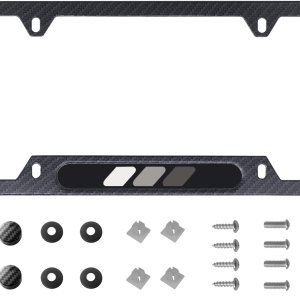 1 marco de matrícula deportiva tricolor, aleación de aluminio impresa de fibra de carbono, soporte de placa deportiva de 3 colores, compatible con 1 marco de matrícula deportiva tricolor, aleación de aluminio impresa de fibra de carbono, soporte de placa deportiva de 3 colores, compatible con