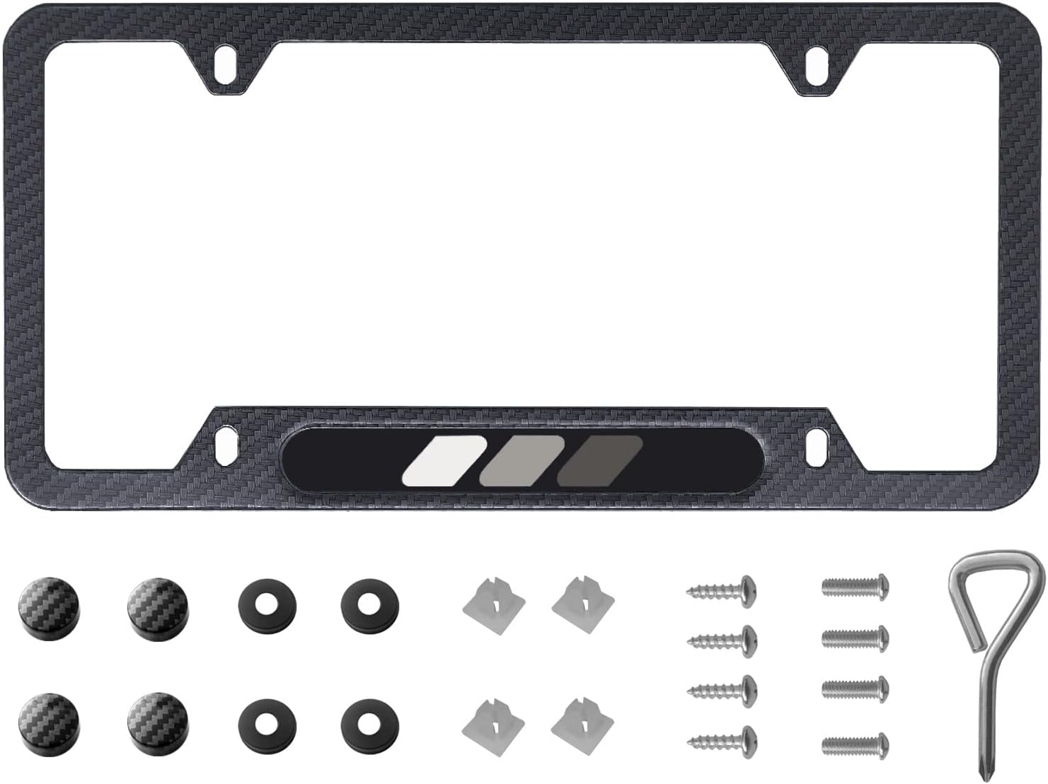 1 marco de matrícula deportiva tricolor, aleación de aluminio impresa de fibra de carbono, soporte de placa deportiva de 3 colores, compatible con