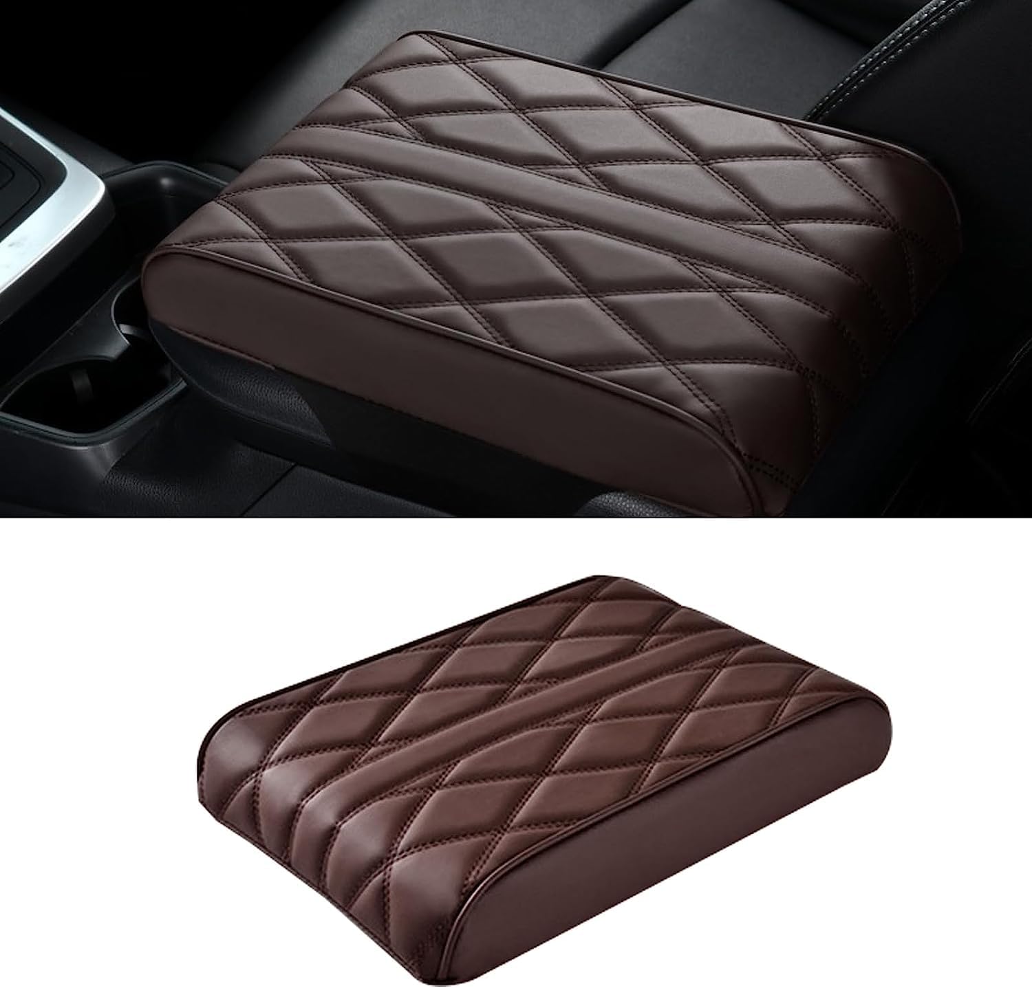 Paquete de 1 almohadilla para reposabrazos de automóvil, funda de cuero de espuma viscoelástica para consola central de automóvil, alfombrilla para