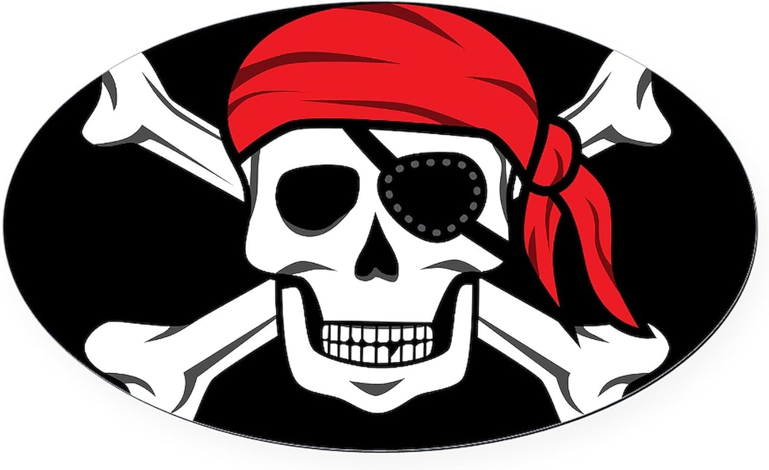 CafePress Jolly Roger – Imán ovalado para coche, diseño de pirata (On Black)