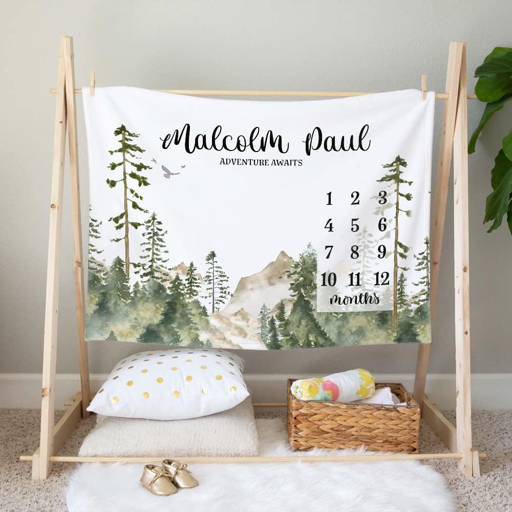 Manta personalizada para bebé mensual de hito para niño y niña, regalo neutro para baby shower, manta mensual suave para recién nacido, decoración