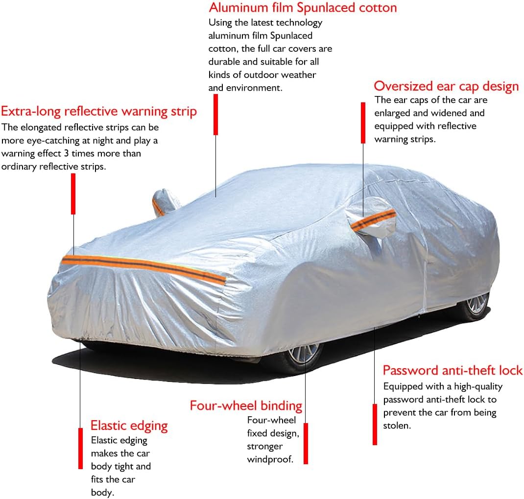 KEYOOG La funda completa de 6 capas para automóvil es impermeable para todo tipo de clima, universal en todas las estaciones, prevención de nieve,