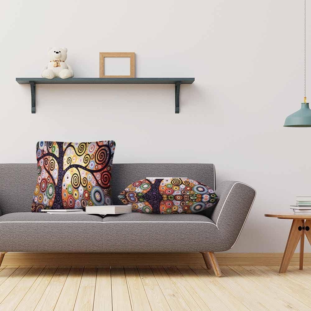 Beabes Juego de 2 fundas de almohada cuadradas y suaves con diseño de árbol de la vida, diseño de círculos coloridos y puntos para sofá, cama,
