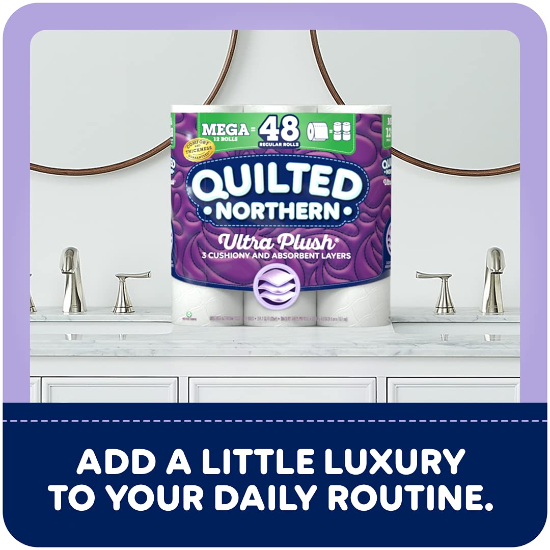 Quilted Northern Papel higiénico ultra afelpado, 4 megarrollos  16 rollos regulares, papel de baño de 3 capas
