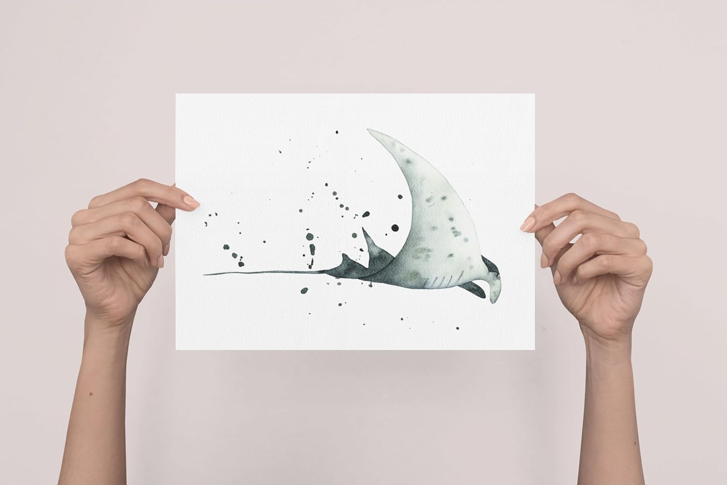 Watercolor Manta Ray Wall Art Print Unframed – Manta Ray Print – Ocean Theme Wall Art Decor – Manta Ray Painting – Manta Ray Artwork Illustration
