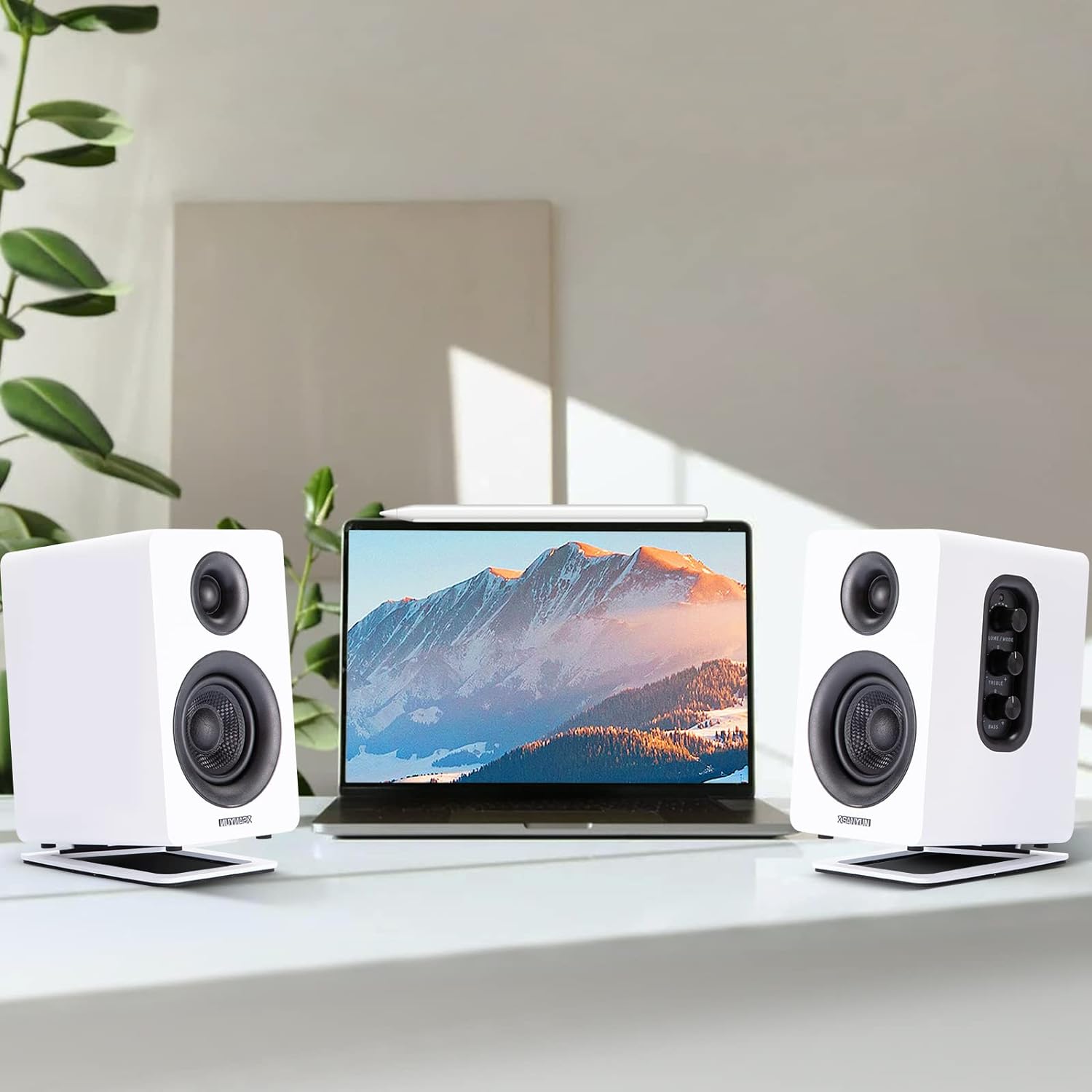 SW601 – Altavoces de metal de escritorio para altavoces compactos de 2 a 3 pulgadas, acolchado de espuma de amortiguación de acero inclinado para