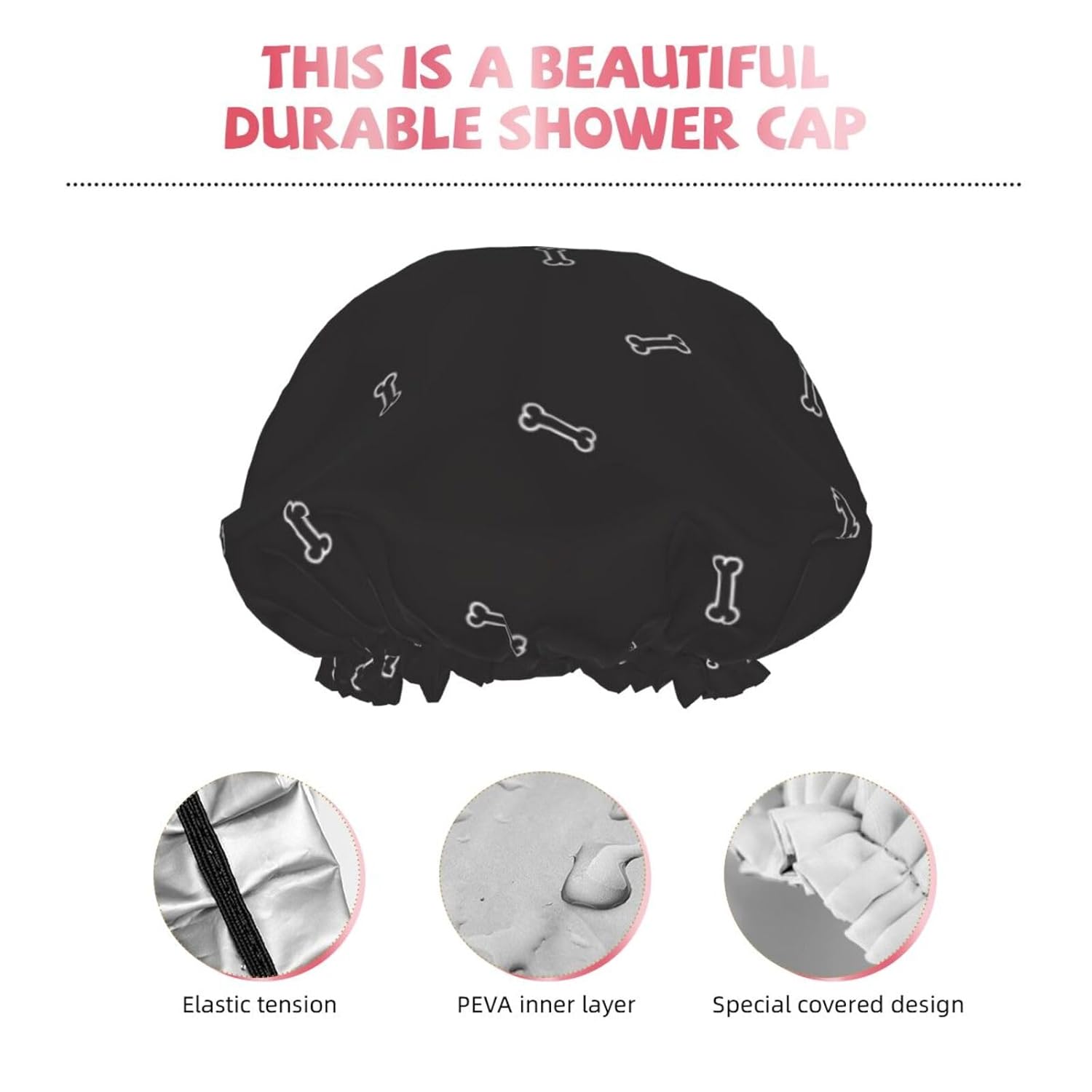 Cute Dog Double Layer Waterproof Shower Cap Suitable For All Head Sizes
