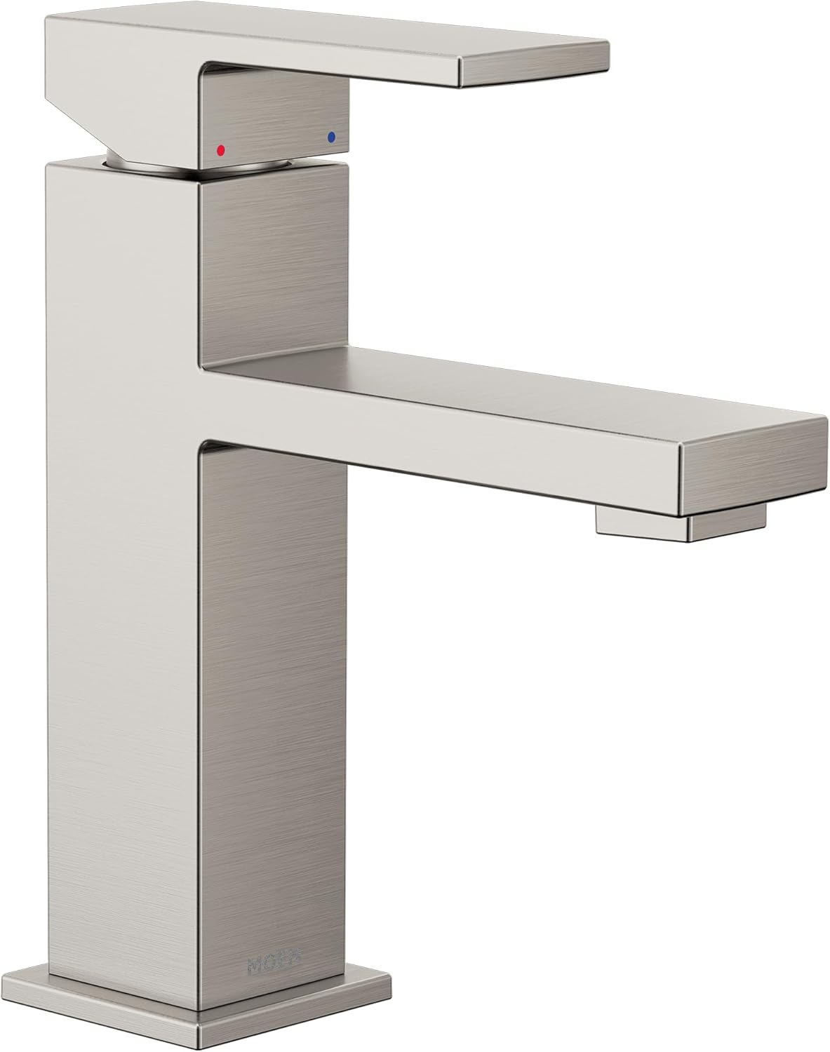 Moen Revyl 84771SRN – Grifo moderno para lavabo de baño de níquel resistente a las manchas con un solo orificio con placa opcional y conjunto de