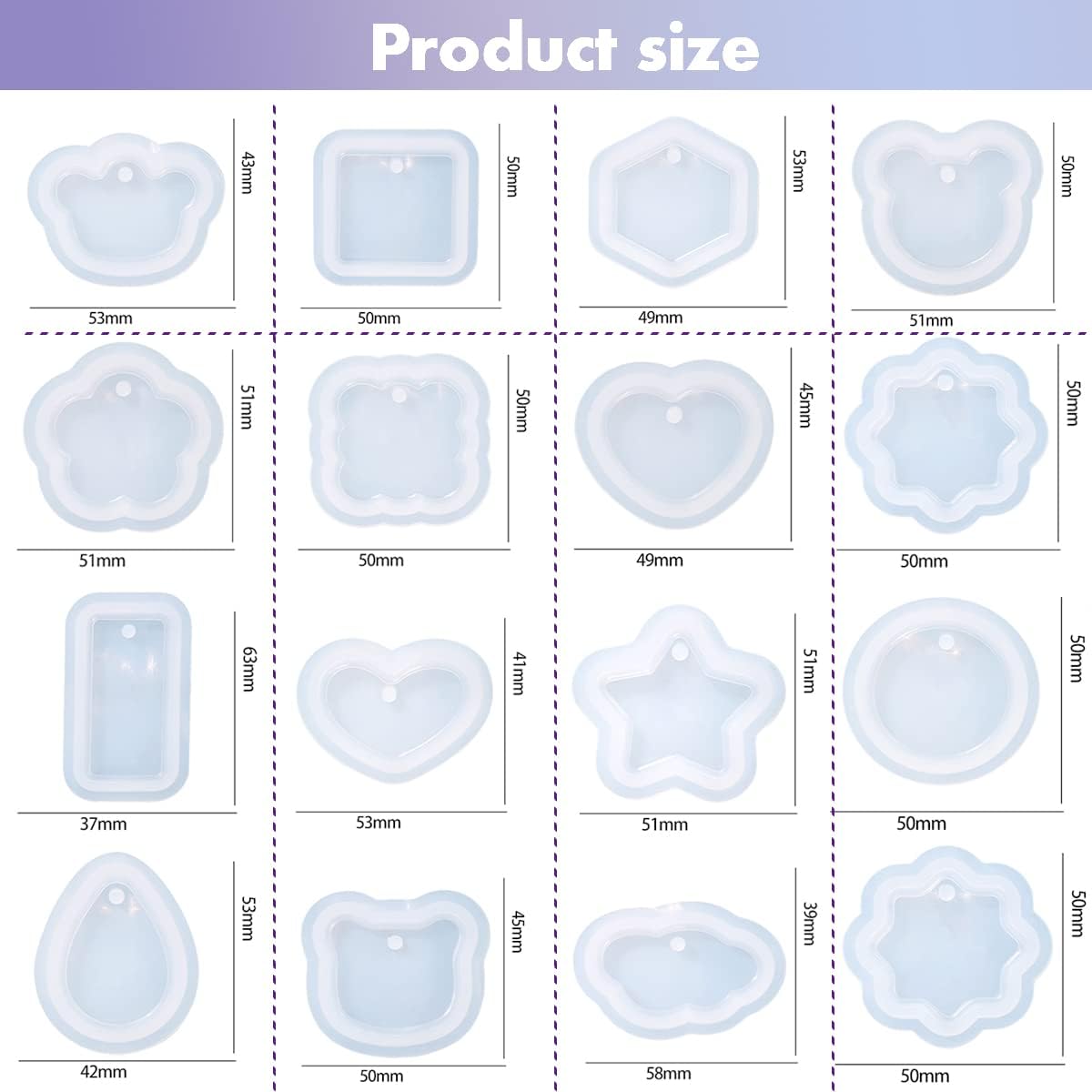 Moldes de joyería de resina, 16 moldes colgantes para fundición de resina, moldes de silicona para resina epoxi, moldes de resina de silicona,