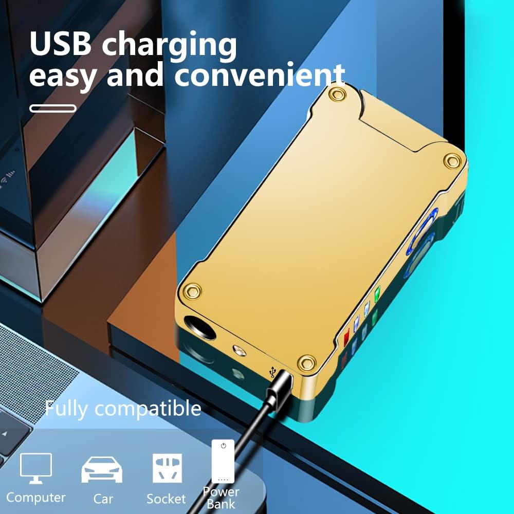 GADATOP Encendedor a prueba de viento, encendedor eléctrico de doble arco, encendedor USB recargable con proyección de plasma sin llama con