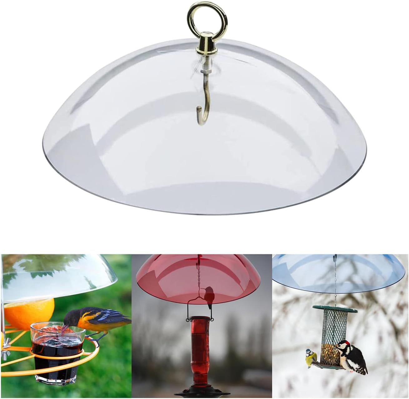 Baffle para comedero de pájaros, comederos para pájaros a prueba de ardillas para exteriores, cubierta de lluvia para comederos de pájaros para