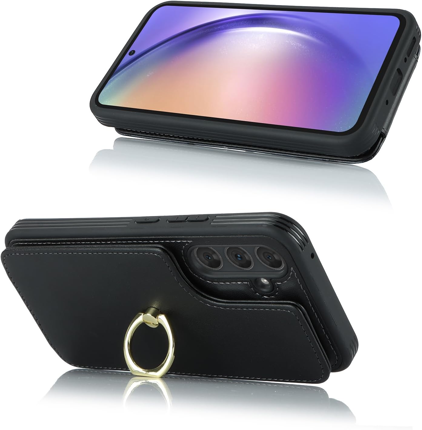 Funda para Samsung Galaxy A54 5G con tarjetero, Galaxy A54 5G Funda tipo cartera para mujer, tarjetero de crédito, soporte de anillo, fundas tipo