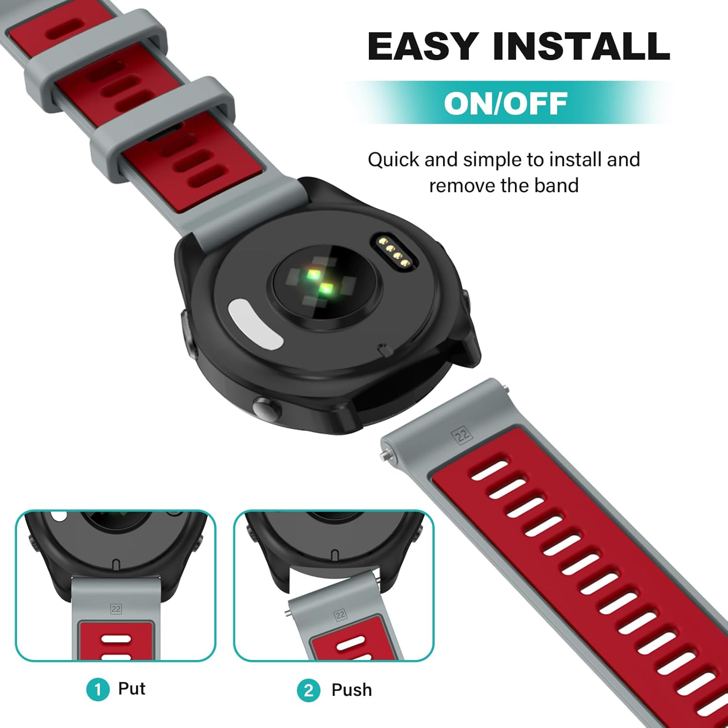 OVERSTEP Compatible con Garmin Forerunner 965, 955, 945, 935, bandas intercambiables de 0.866 pulgadas de ancho para Fenix 7, Fenix 6 GPS, Fenix 5