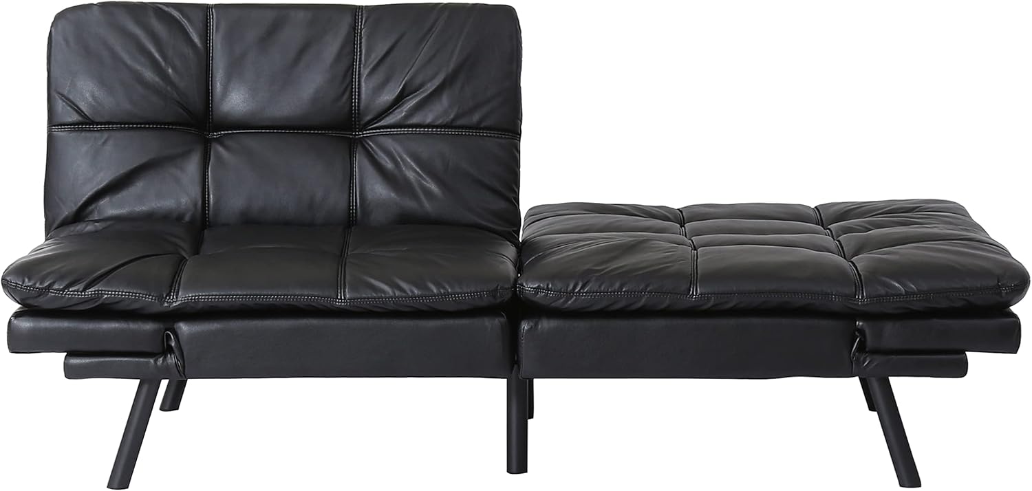 Sofá cama futón de espuma viscoelástica, moderno sofá cama plegable con reposabrazos y respaldo ajustables rápidamente para apartamento estudio,