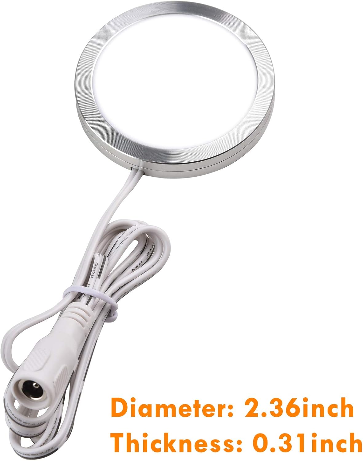 Lvyinyin Luz de disco individual debajo del gabinete, vitrinas de colección con iluminación LED, enchufe de pared eléctrico de 120 V con cable,